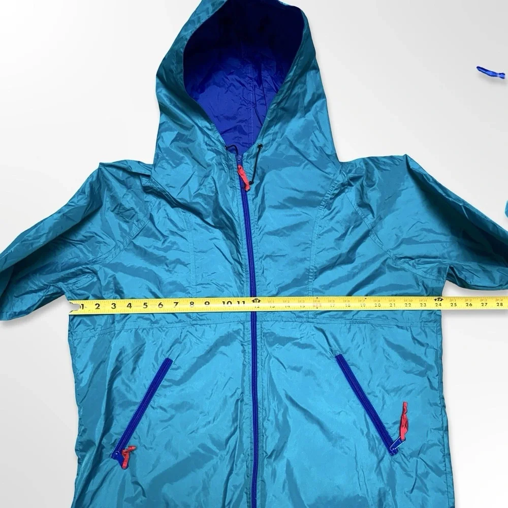 Vintage Sierra Designs Hooded Windbreaker Jacket Men's Large Teal Blue Nylon 90s